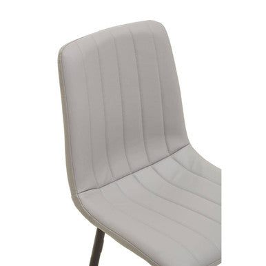 Set of 4 Light Grey Leather Effect Dining Chairs | Tiana