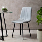 Set of 4 Light Grey Leather Effect Dining Chairs | Tiana