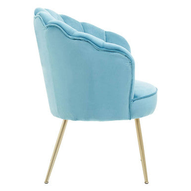 Aqua Blue Velvet Scalloped Chair | Ovala