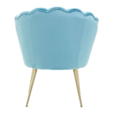 Aqua Blue Velvet Scalloped Chair | Ovala