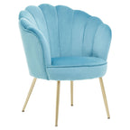 Aqua Blue Velvet Scalloped Chair | Ovala