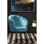 Aqua Blue Velvet Scalloped Chair | Ovala
