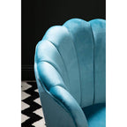 Aqua Blue Velvet Scalloped Chair | Ovala
