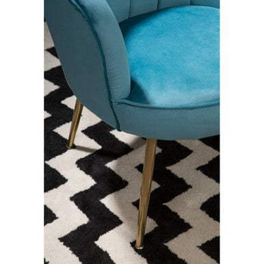 Aqua Blue Velvet Scalloped Chair | Ovala