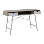 Light Oak Veneer Effect 2 Drawer Desk in White Finish Frame | Bradbury