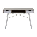 Light Oak Veneer Effect 2 Drawer Desk in White Finish Frame | Bradbury