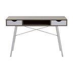 Light Oak Veneer Effect 2 Drawer Desk in White Finish Frame | Bradbury