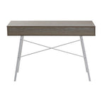 Light Oak Veneer Effect 2 Drawer Desk in White Finish Frame | Bradbury