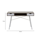 Light Oak Veneer Effect 2 Drawer Desk in White Finish Frame | Bradbury
