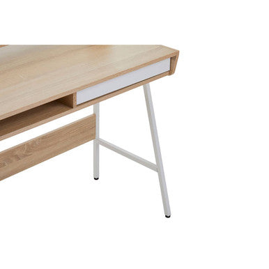 Natural Oak Veneer Effect One Drawer Desk | Bradbury