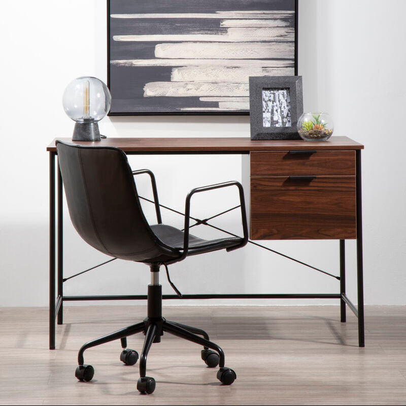 Dark Brown Walnut Veneer Effect Desk with Drawers | Bradbury