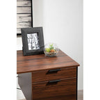 Dark Brown Walnut Veneer Effect Desk with Drawers | Bradbury