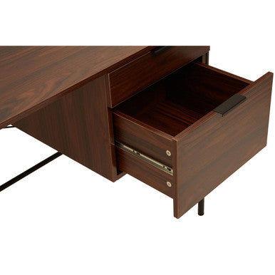 Dark Brown Walnut Veneer Effect Desk with Drawers | Bradbury
