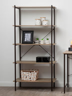 Five Tier Grey Oak Shelf Unit | Bradbury