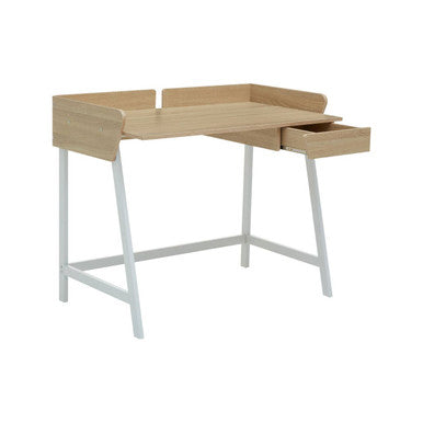 Natural Oak Veneer Effect Top One Drawer Desk | Bradbury