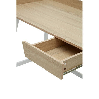 Natural Oak Veneer Effect Top One Drawer Desk | Bradbury