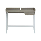 Light Oak Veneer Effect 1 Drawer Desk in White Finish Frame | Bradbury