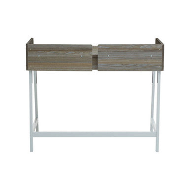 Light Oak Veneer Effect 1 Drawer Desk in White Finish Frame | Bradbury
