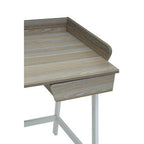 Light Oak Veneer Effect 1 Drawer Desk in White Finish Frame | Bradbury