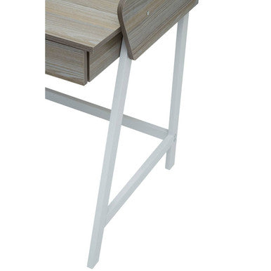 Light Oak Veneer Effect 1 Drawer Desk in White Finish Frame | Bradbury