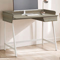 Light Oak Veneer Effect 1 Drawer Desk in White Finish Frame | Bradbury