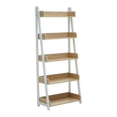 Five Tier Natural Oak Ladder Shelf Unit | Bradbury