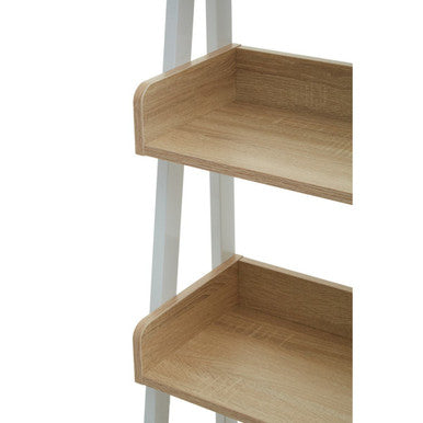Five Tier Natural Oak Ladder Shelf Unit | Bradbury