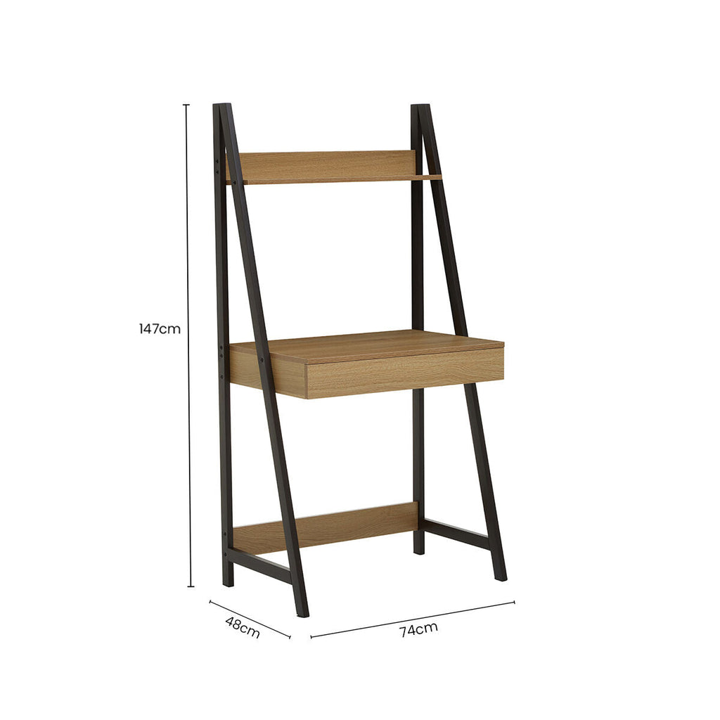 Natural Oak Effect Desk with Metal Frame | Bradbury