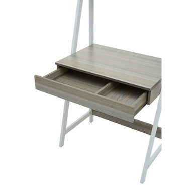 Light Oak Veneer Effect One Drawer Desk with Shelves | Bradbury