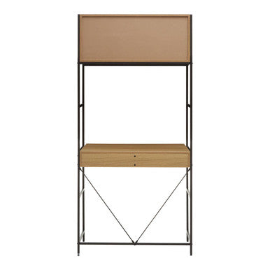 Natural Oak Effect Desk with Drawer and Shelves | Bradbury