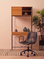 Natural Oak Effect Desk with Drawer and Shelves | Bradbury