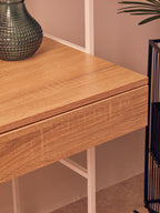 Natural Oak Veneer Effect 2 Drawer Desk | Bradbury