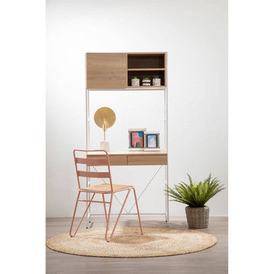 Natural Oak Veneer Effect 2 Drawer Desk | Bradbury