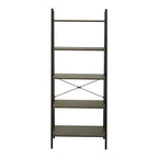 Five Tier Dark Oak Veneer Ladder Shelf Unit | Bradbury
