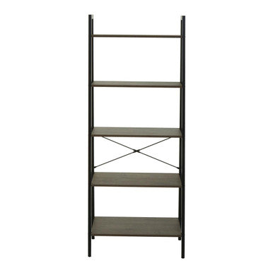 Five Tier Dark Oak Veneer Ladder Shelf Unit | Bradbury