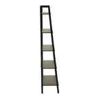 Five Tier Dark Oak Veneer Ladder Shelf Unit | Bradbury