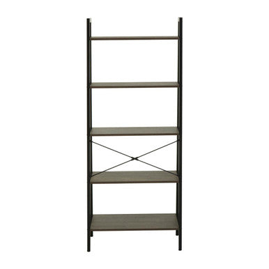 Five Tier Dark Oak Veneer Ladder Shelf Unit | Bradbury