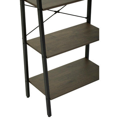 Five Tier Dark Oak Veneer Ladder Shelf Unit | Bradbury