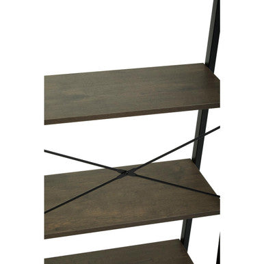 Five Tier Dark Oak Veneer Ladder Shelf Unit | Bradbury