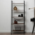 Five Tier Dark Oak Veneer Ladder Shelf Unit | Bradbury