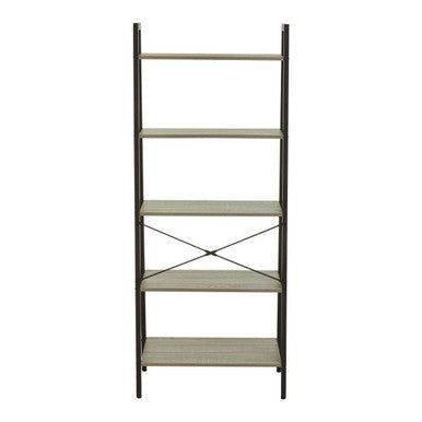 Five Tier Grey Oak Veneer Ladder Shelf Unit | Bradbury