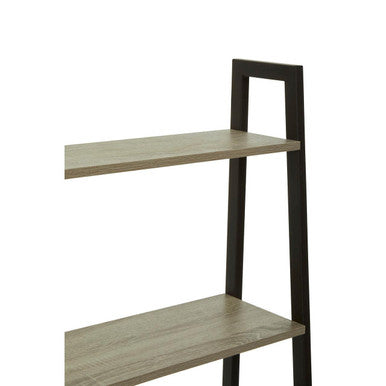 Five Tier Grey Oak Veneer Ladder Shelf Unit | Bradbury