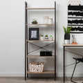 Five Tier Grey Oak Veneer Ladder Shelf Unit | Bradbury