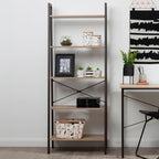 Five Tier Grey Oak Veneer Ladder Shelf Unit | Bradbury