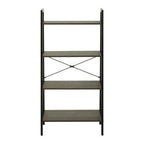 Four Tier Dark Oak Veneer Ladder Shelf Unit | Bradbury