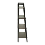 Four Tier Dark Oak Veneer Ladder Shelf Unit | Bradbury