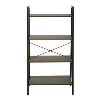 Four Tier Dark Oak Veneer Ladder Shelf Unit | Bradbury