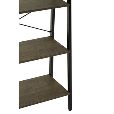 Four Tier Dark Oak Veneer Ladder Shelf Unit | Bradbury