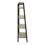 Four Tier Grey Oak Veneer Ladder Shelf Unit | Bradbury