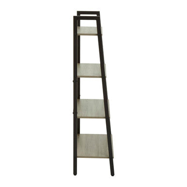 Four Tier Grey Oak Veneer Ladder Shelf Unit | Bradbury
